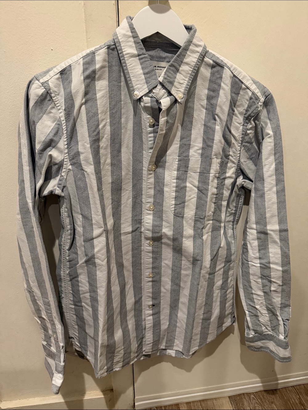 Club Monaco Vertical Stripe Button-Down Shirt - White & Gray